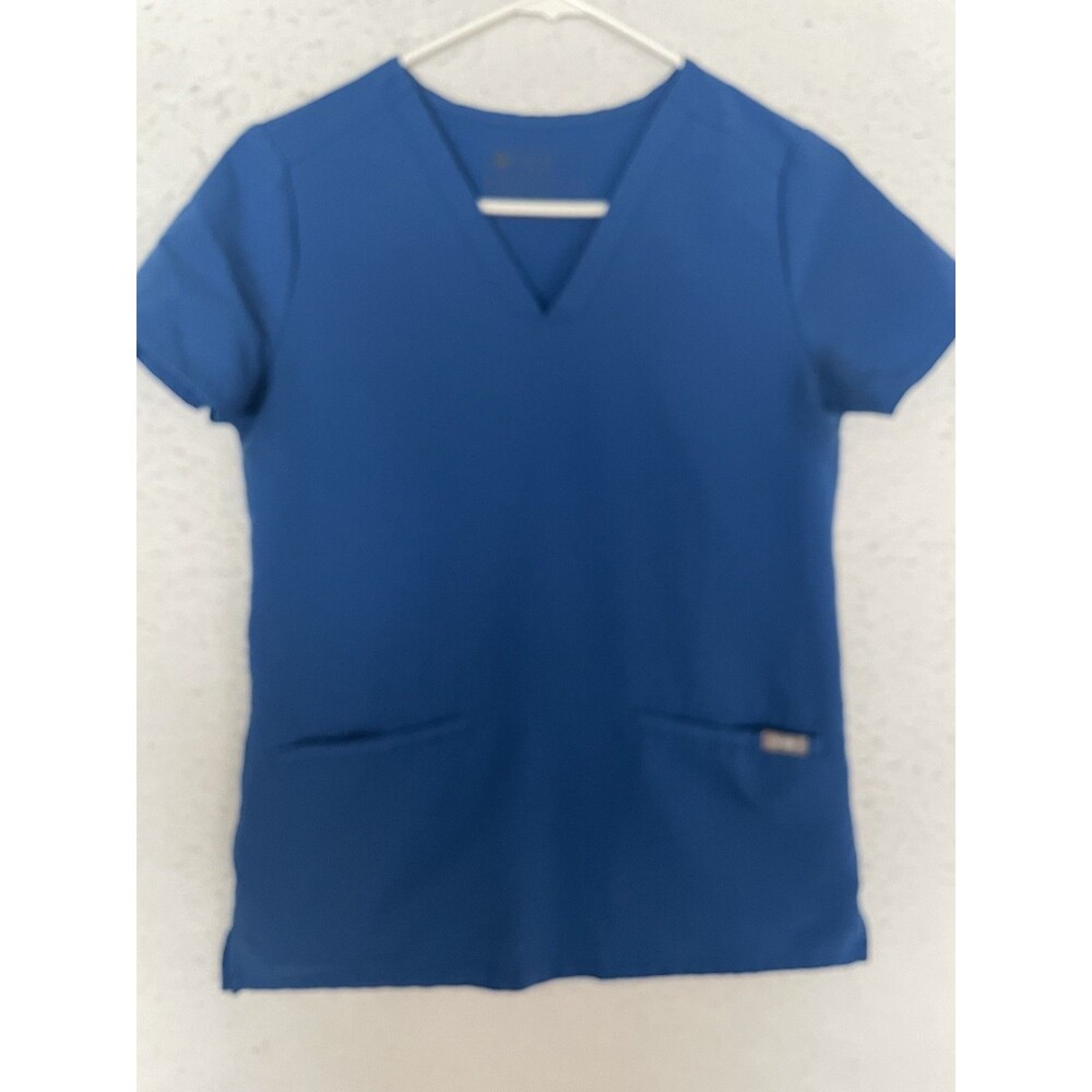 Figs Casma Scrub Top Womens XXS Blue Technical PO 2444 Medical Pockets V-neck